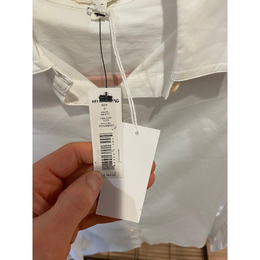 Helmut Lang Classic-collar Poplin White Shirt size P XS - Picture 3 of 6